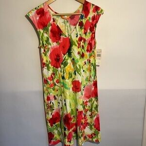 Jams World Womens Sherry Dress XS Sleeveless V-Neck Floral Morning Glory NWT